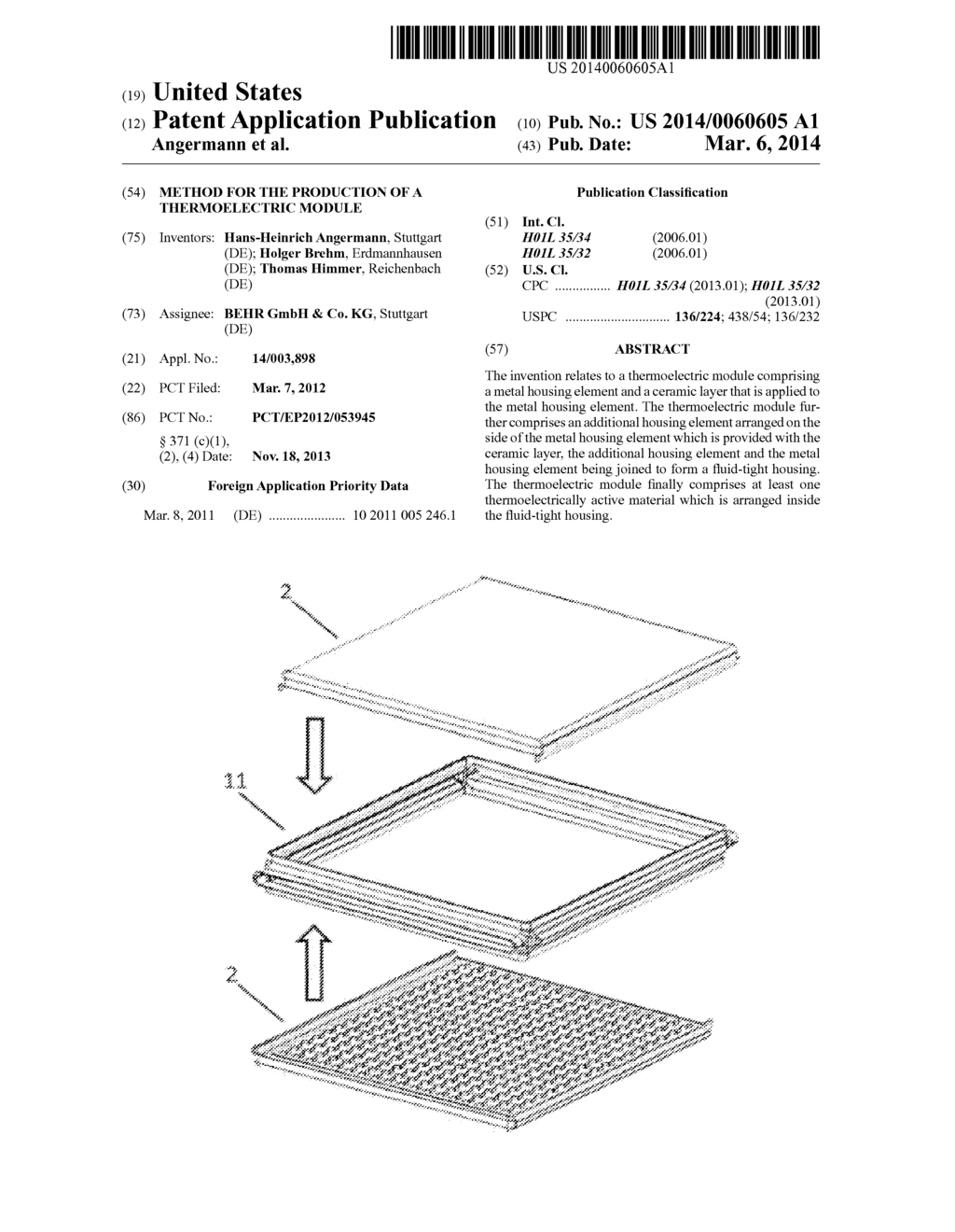 METHOD FOR THE PRODUCTION OF A THERMOELECTRIC MODULE - diagram, schematic, and image 01