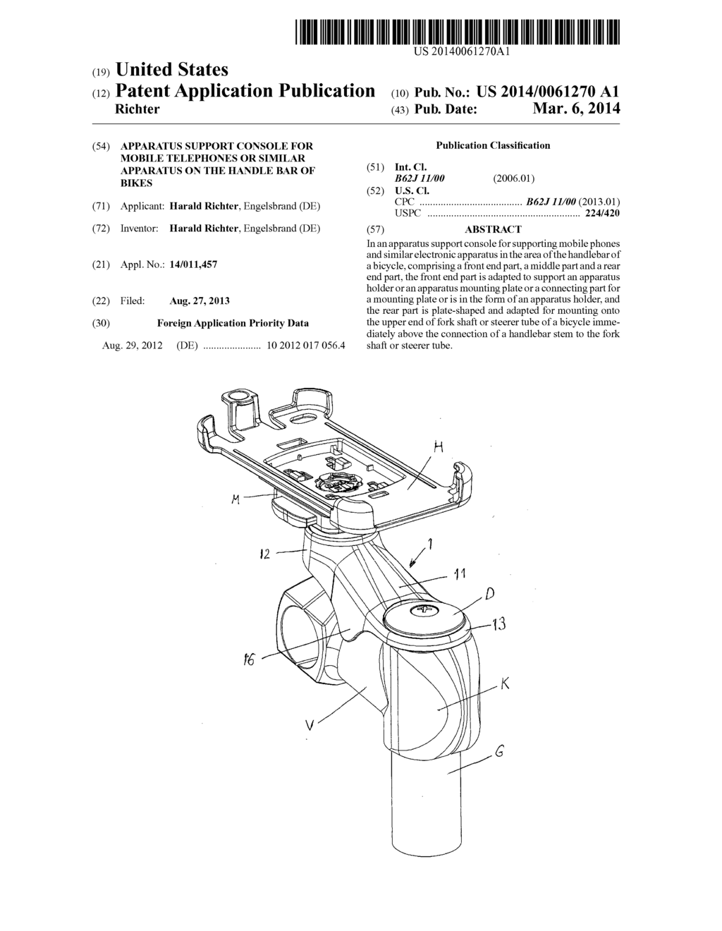 APPARATUS SUPPORT CONSOLE FOR MOBILE TELEPHONES OR SIMILAR APPARATUS ON     THE HANDLE BAR OF BIKES - diagram, schematic, and image 01