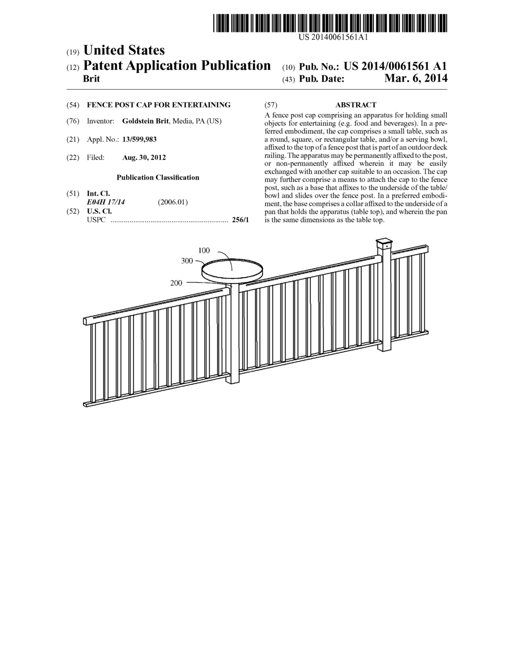 FENCE POST CAP FOR ENTERTAINING - diagram, schematic, and image 01