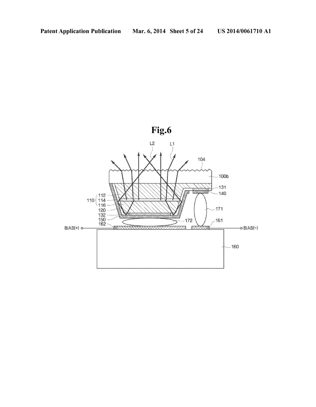 METHOD OF FABRICATING LIGHT-EMITTING APPARATUS WITH IMPROVED LIGHT     EXTRACTION EFFICIENCY AND LIGHT-EMITTING APPARATUS FABRICATED USING THE     METHOD - diagram, schematic, and image 06