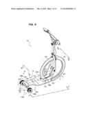 THREE WHEELED SCOOTER WITH REAR SKATE TRUCK AND FIXED FRONT WHEEL diagram and image