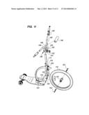 THREE WHEELED SCOOTER WITH REAR SKATE TRUCK AND FIXED FRONT WHEEL diagram and image