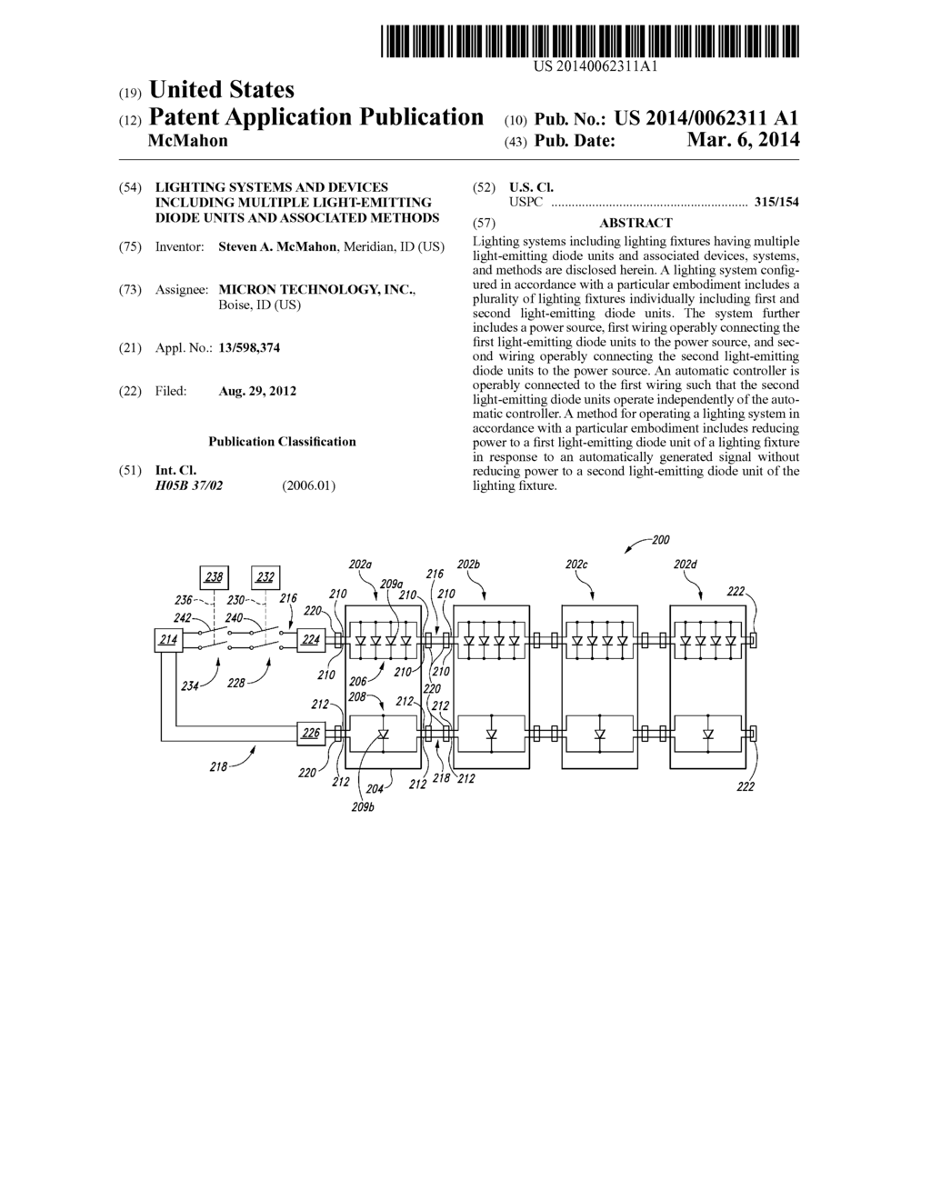 LIGHTING SYSTEMS AND DEVICES INCLUDING MULTIPLE LIGHT-EMITTING DIODE UNITS     AND ASSOCIATED METHODS - diagram, schematic, and image 01