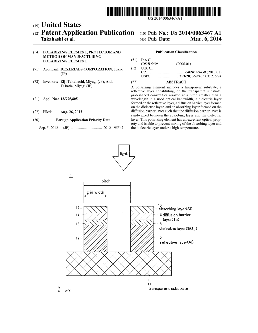 POLARIZING ELEMENT, PROJECTOR AND METHOD OF MANUFACTURING POLARIZING     ELEMENT - diagram, schematic, and image 01