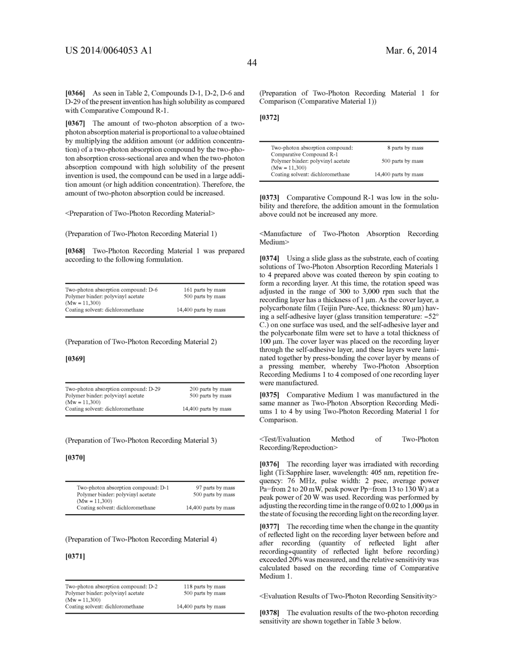 NON-RESONANT TWO-PHOTON ABSORPTION MATERIAL, NON-RESONANT TWO-PHOTON     ABSORPTION RECORDING MATERIAL, RECORDING MEDIUM, RECORDING/REPRODUCING     METHOD AND NON-RESONANT TWO-PHOTON ABSORPTION COMPOUND - diagram, schematic, and image 47