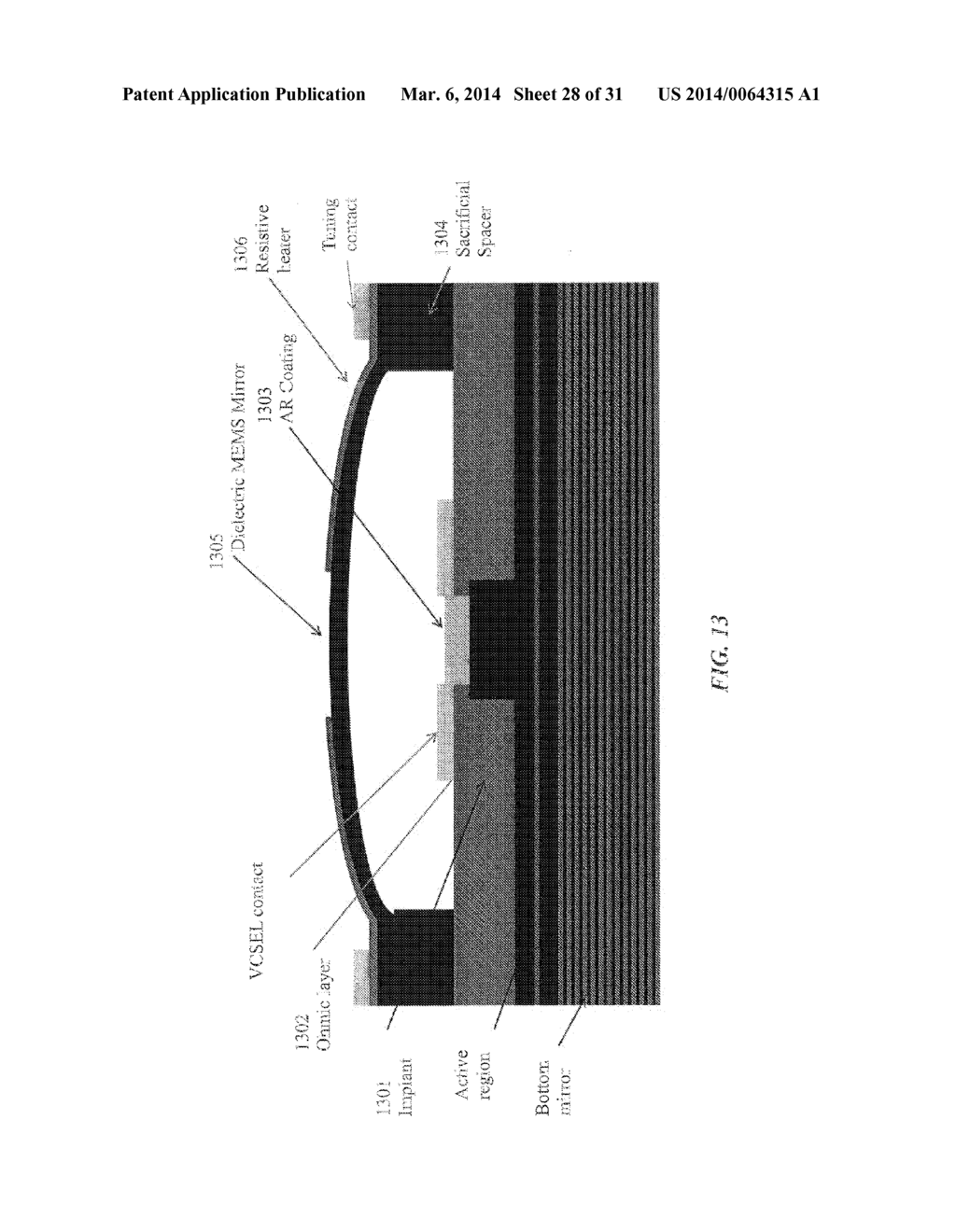 METHOD AND APPARATUS INCLUDING MOVABLE-MIRROR MEMS-TUNED SURFACE-EMITTING     LASERS - diagram, schematic, and image 29