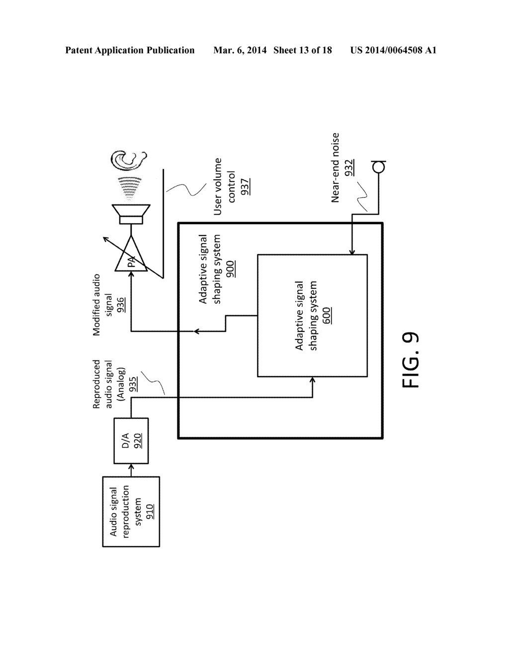 SYSTEM FOR ADAPTIVE AUDIO SIGNAL SHAPING FOR IMPROVED PLAYBACK IN A NOISY     ENVIRONMENT - diagram, schematic, and image 14