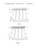 DEVICE FOR PRODUCING, REPAIRING AND/OR REPLACING A COMPONENT BY MEANS OF A     POWDER THAT CAN BE SOLIDIFIED BY ENERGY RADIATION, METHOD AND COMPONENT     PRODUCED ACCORDING TO SAID METHOD diagram and image