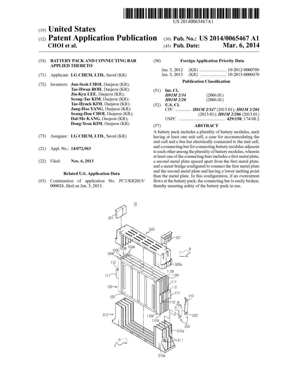 BATTERY PACK AND CONNECTING BAR APPLIED THERETO - diagram, schematic, and image 01