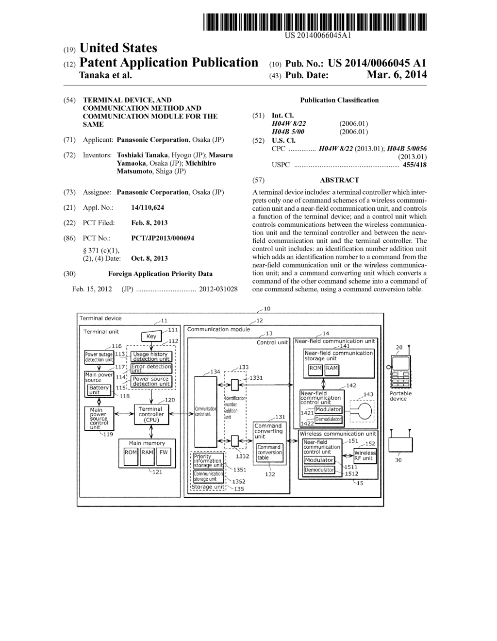 TERMINAL DEVICE, AND COMMUNICATION METHOD AND COMMUNICATION MODULE FOR THE     SAME - diagram, schematic, and image 01