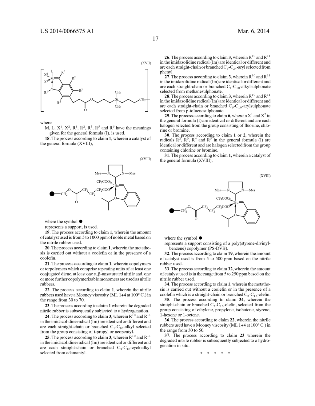 PROCESS FOR DEGRADING NITRILE RUBBERS IN THE PRESENCE OF CATALYSTS HAVING     AN INCREASED ACTIVITY - diagram, schematic, and image 18