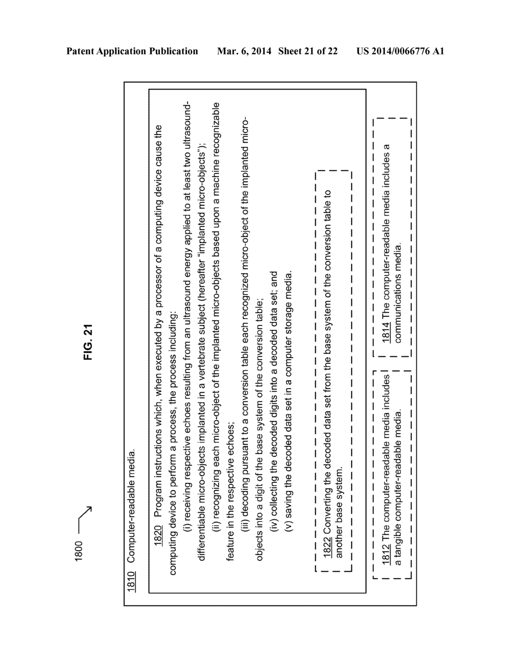 READING ULTRASOUND-DIFFERENTIABLE MICRO-OBJECTS ENCODING DATA AND     IMPLANTED IN A VERTEBRATE SUBJECT - diagram, schematic, and image 22