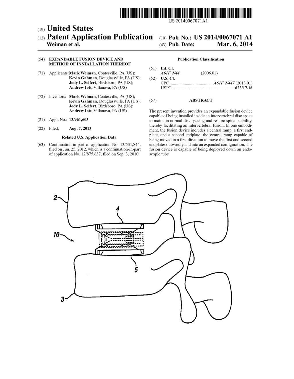 Expandable Fusion Device and Method of Installation Thereof - diagram, schematic, and image 01