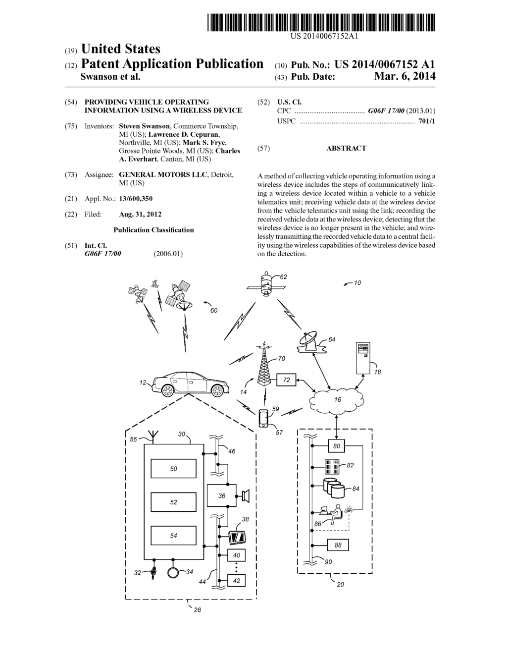 PROVIDING VEHICLE OPERATING INFORMATION USING A WIRELESS DEVICE - diagram, schematic, and image 01