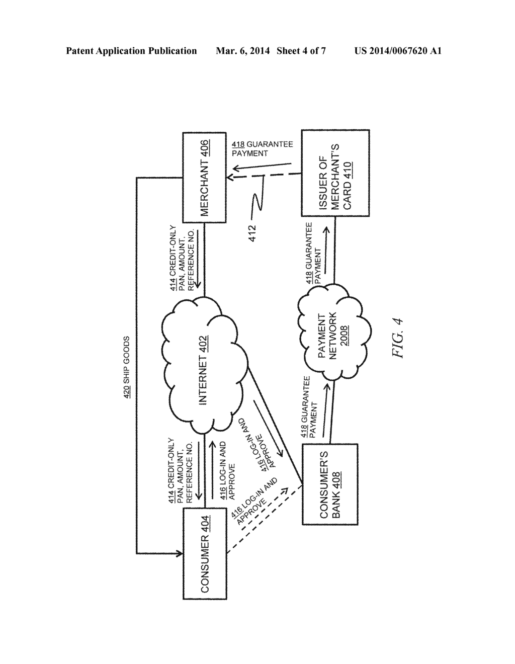 TECHNIQUES FOR PURCHASING BY CREDITING A MERCHANT'S CARD - diagram, schematic, and image 05