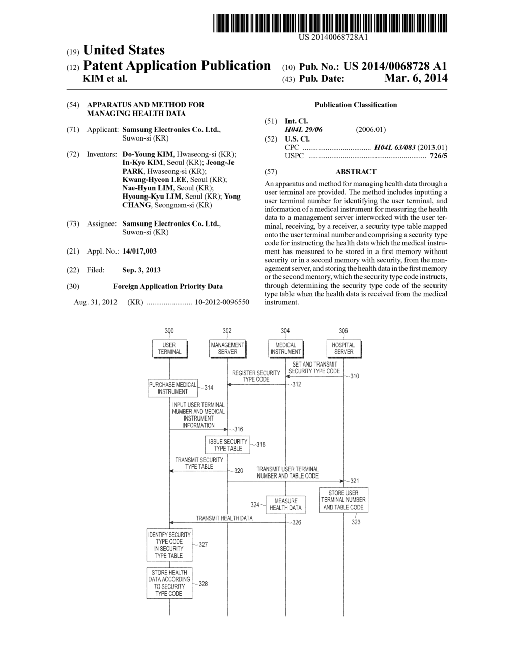 APPARATUS AND METHOD FOR MANAGING HEALTH DATA - diagram, schematic, and image 01