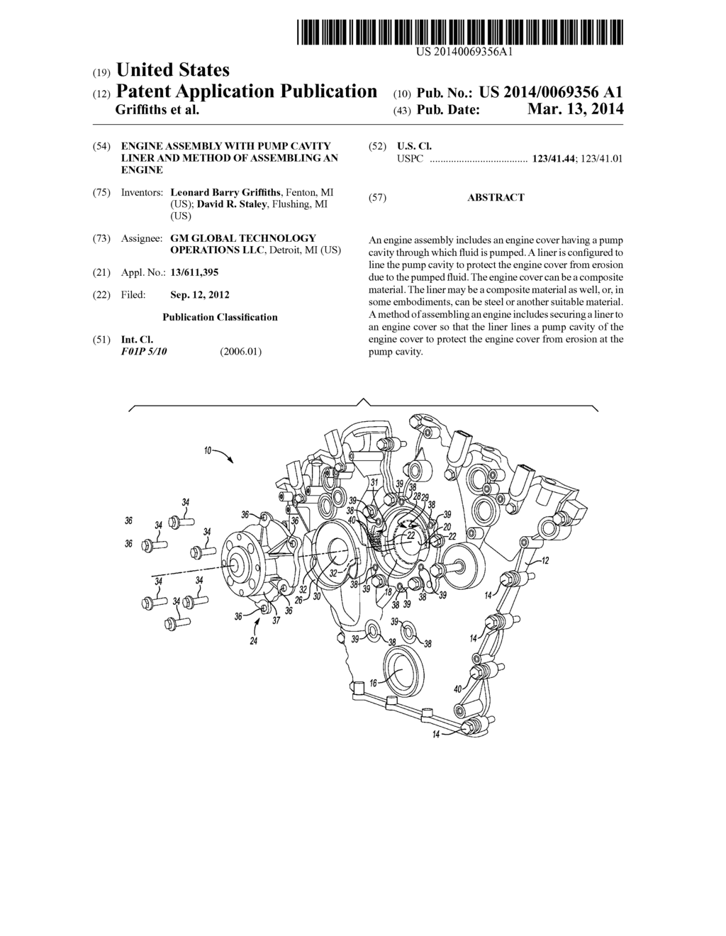 ENGINE ASSEMBLY WITH PUMP CAVITY LINER AND METHOD OF ASSEMBLING AN ENGINE - diagram, schematic, and image 01