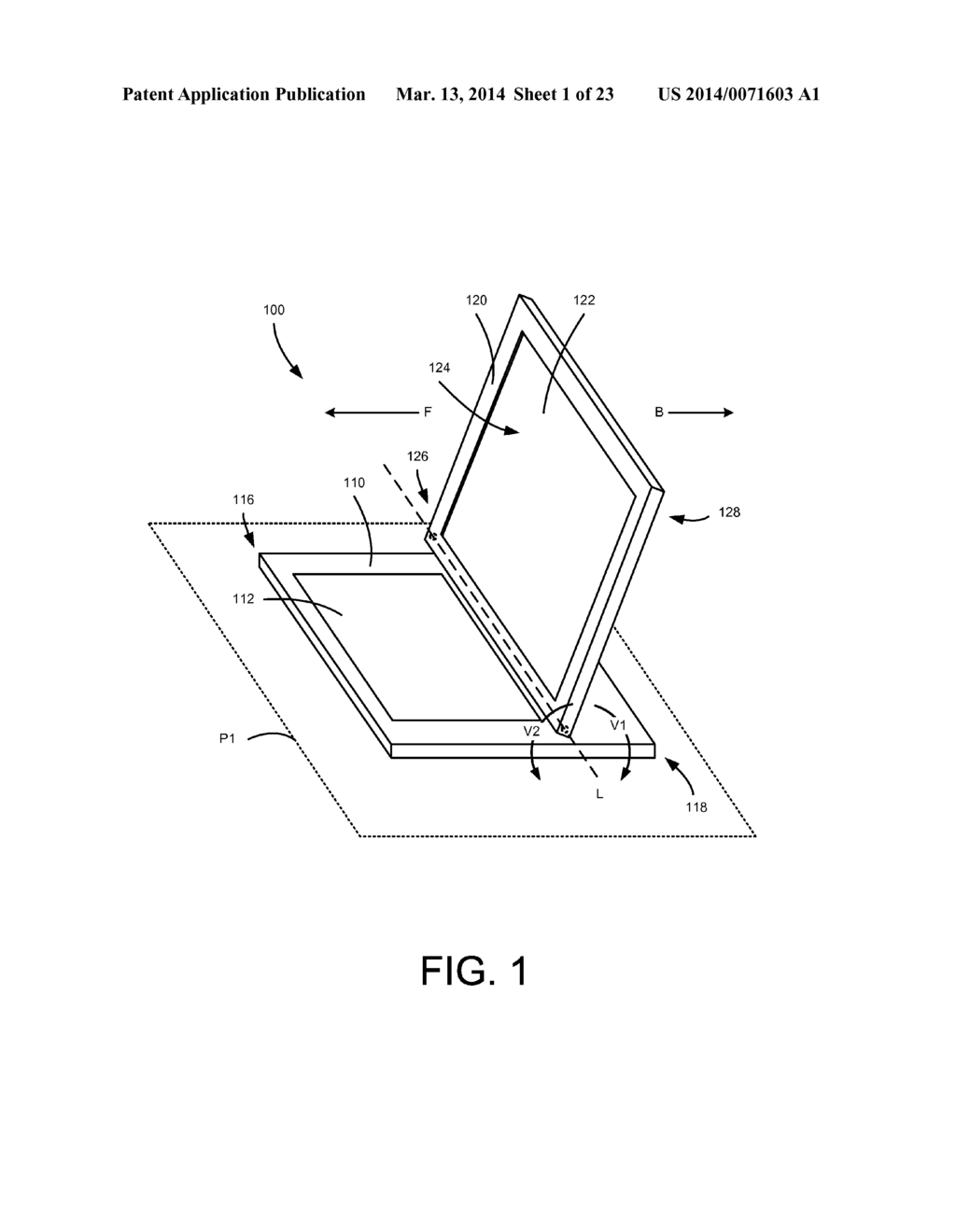 MOVEABLE DISPLAY PORTION OF A COMPUTING DEVICE INCLUDING A CLUTCH     MECHANISM - diagram, schematic, and image 02