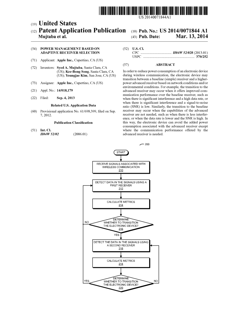 POWER MANAGEMENT BASED ON ADAPTIVE RECEIVER SELECTION - diagram, schematic, and image 01