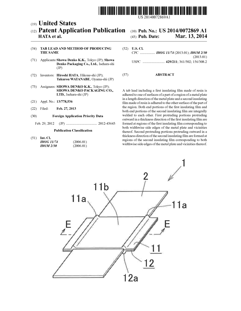 TAB LEAD AND METHOD OF PRODUCING THE SAME - diagram, schematic, and image 01