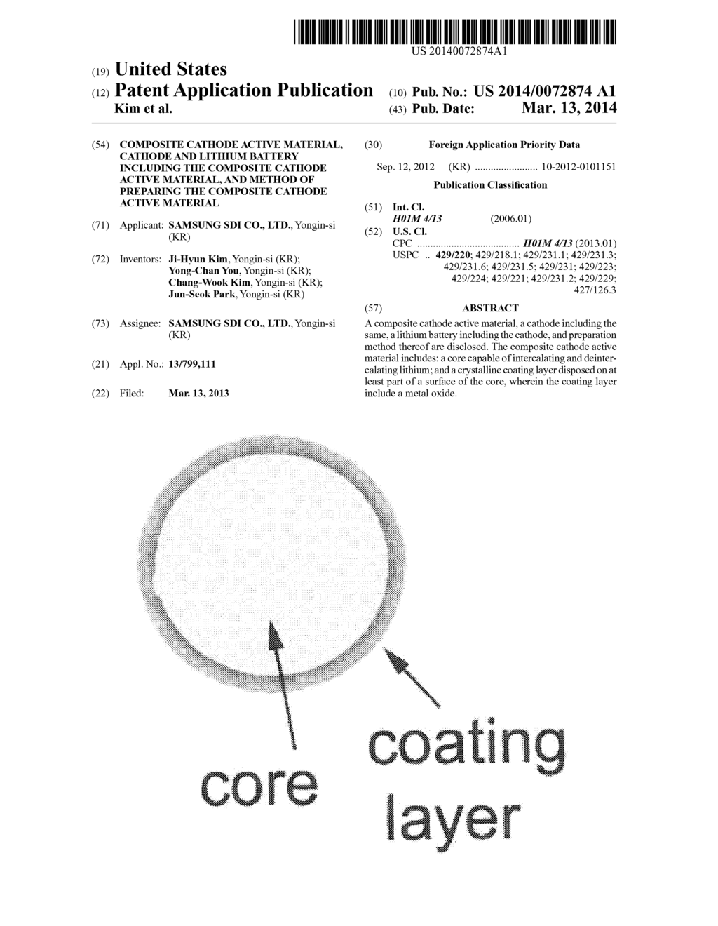 COMPOSITE CATHODE ACTIVE MATERIAL, CATHODE AND LITHIUM BATTERY INCLUDING     THE COMPOSITE CATHODE ACTIVE MATERIAL, AND METHOD OF PREPARING THE     COMPOSITE CATHODE ACTIVE MATERIAL - diagram, schematic, and image 01