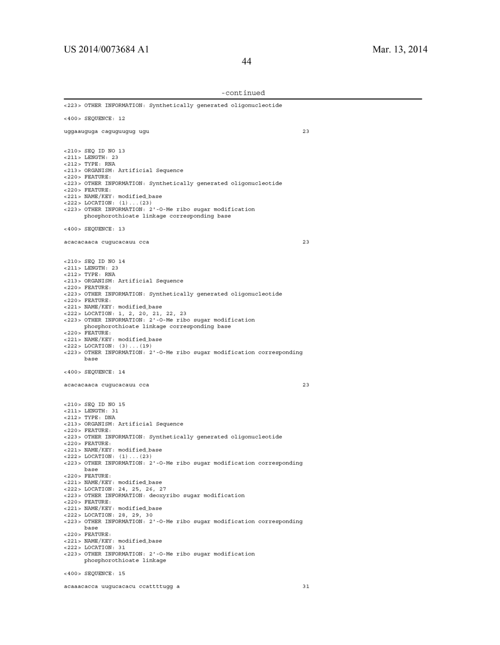 CHEMICALLY MODIFIED OLIGONUCLEOTIDES FOR USE IN MODULATING MICRO RNA AND     USES THEREOF - diagram, schematic, and image 69