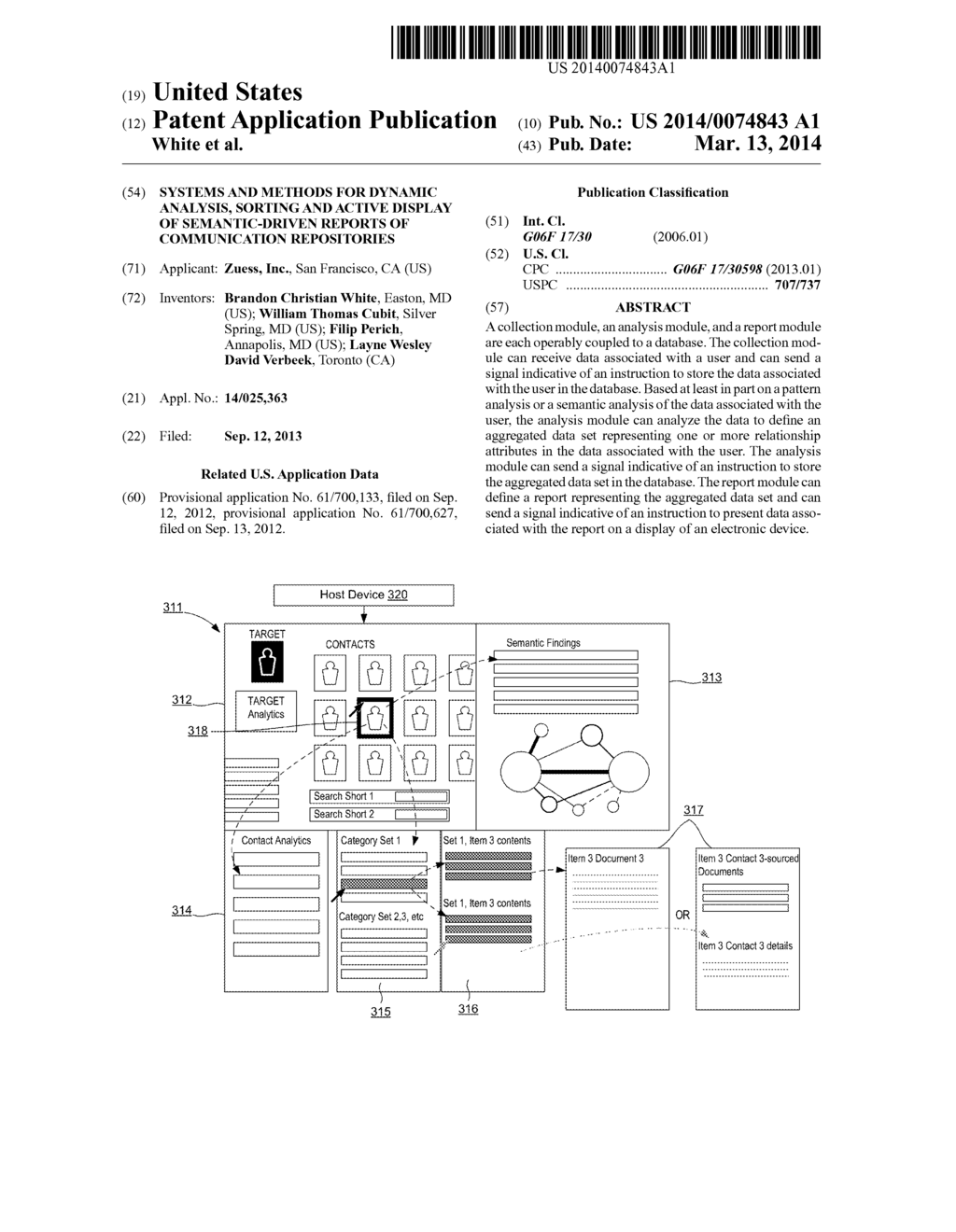 SYSTEMS AND METHODS FOR DYNAMIC ANALYSIS, SORTING AND ACTIVE DISPLAY OF     SEMANTIC-DRIVEN REPORTS OF COMMUNICATION REPOSITORIES - diagram, schematic, and image 01