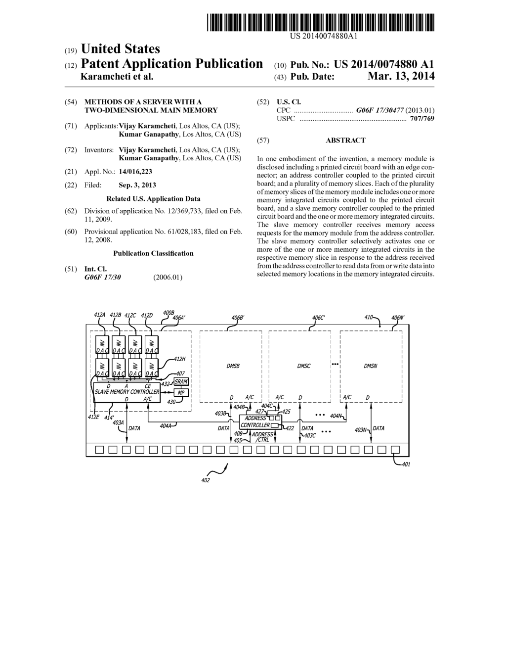 METHODS OF A SERVER WITH A TWO-DIMENSIONAL MAIN MEMORY - diagram, schematic, and image 01