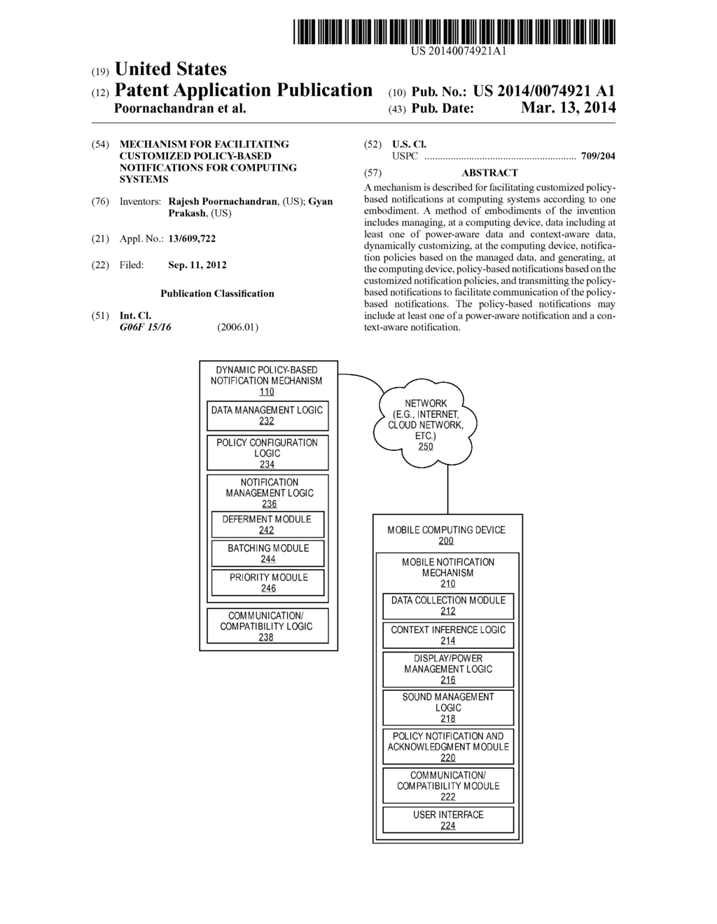 MECHANISM FOR FACILITATING CUSTOMIZED POLICY-BASED NOTIFICATIONS FOR     COMPUTING SYSTEMS - diagram, schematic, and image 01