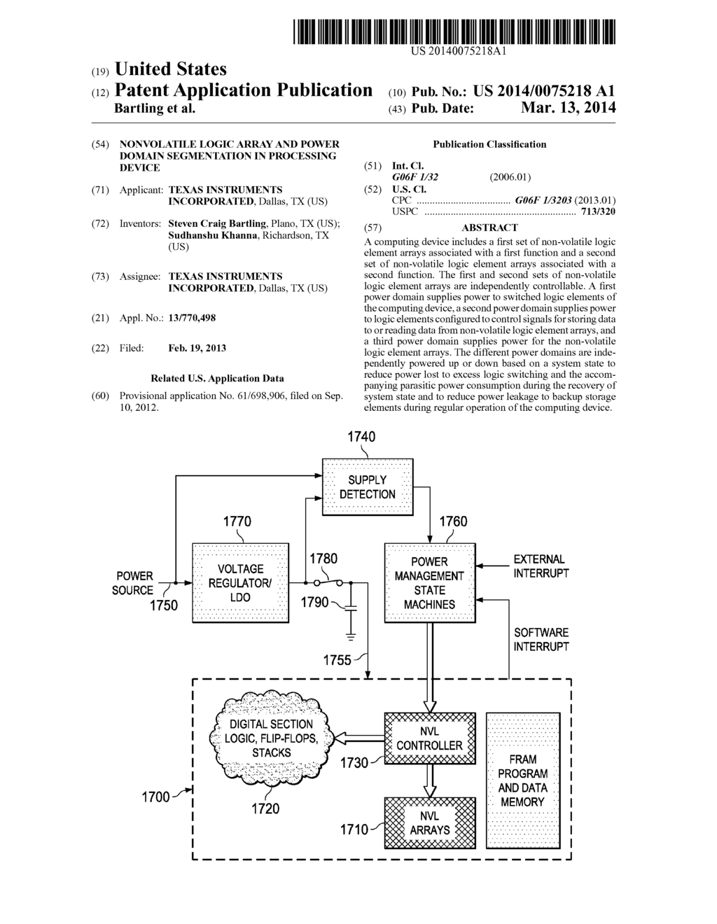 Nonvolatile Logic Array And Power Domain Segmentation In Processing Device - diagram, schematic, and image 01