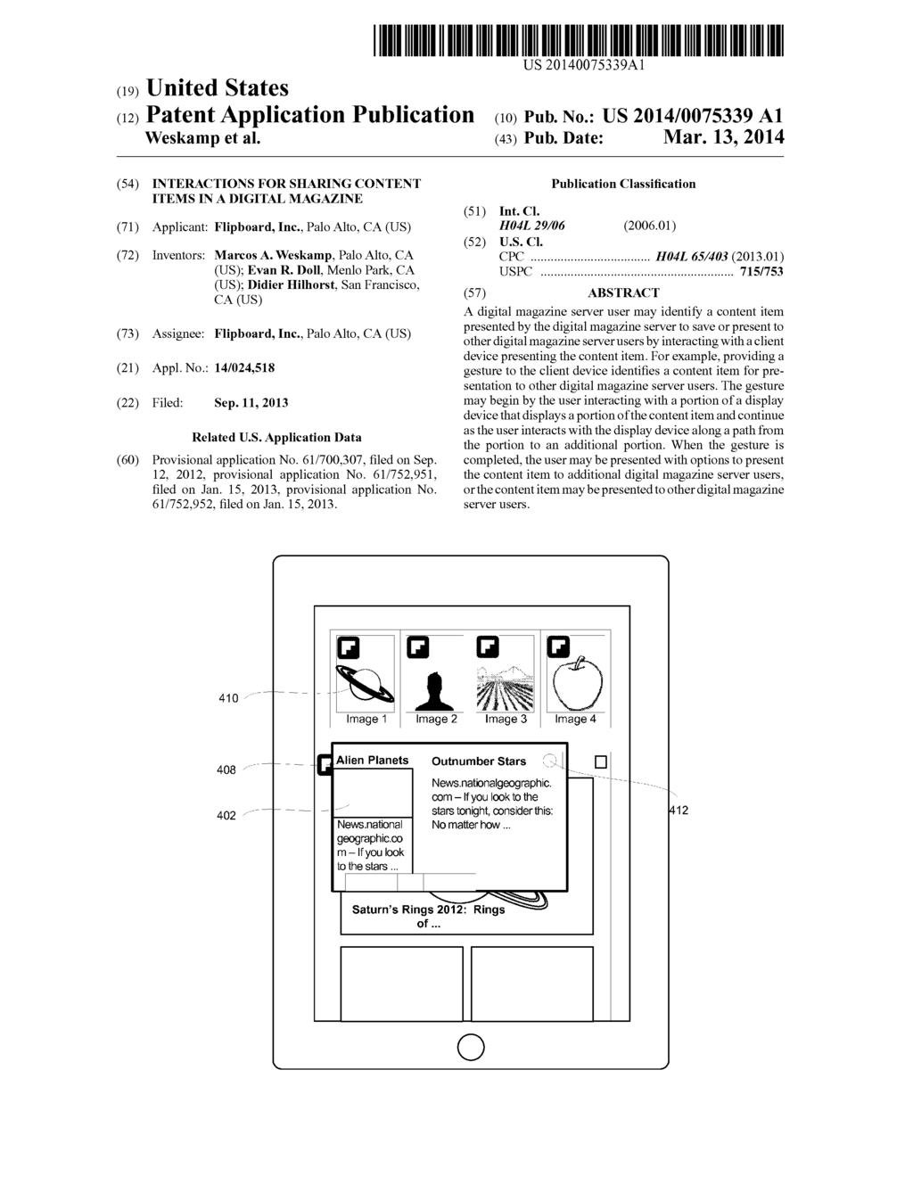 Interactions for Sharing Content Items in a Digital Magazine - diagram, schematic, and image 01