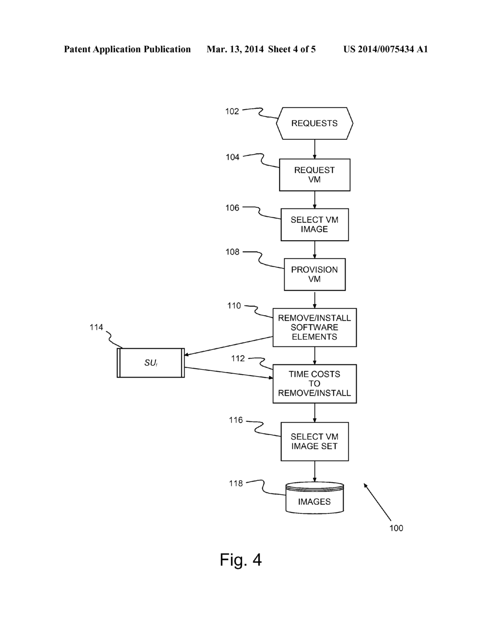 SYSTEM, METHOD AND PROGRAM PRODUCT FOR COST-AWARE SELECTION OF STORED     VIRTUAL MACHINE IMAGES FOR SUBSEQUENT USE - diagram, schematic, and image 05