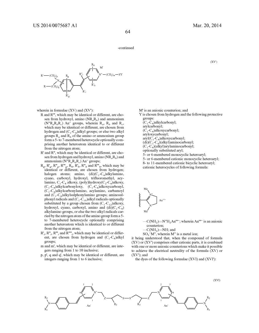 COMPOSITION FOR DYEING KERATINOUS FIBRES COMPRISING A DIRECT DYE HAVING A     DISULPHIDE/THIOL FUNCTIONAL GROUP, A THICKENING POLYMER, AN ETHOXYLATED     FATTY ALCOHOL AND/OR A NONIONIC SURFACTANT, AN ALKALINE AGENT AND A     REDUCING AGENT - diagram, schematic, and image 65