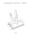 DISPOSABLE LIQUID ABSORBING CLEANING PAD FOR A HAND HELD CLEANING     IMPLEMENT HAVING AN ELONGATED HANDLE diagram and image