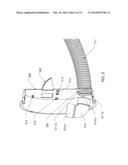 LID WITH CURVED EDGE AND DOMED AIR OUTLETS AND FASTENING METHOD FOR THE     CONNECTING PIPE FOR COLLECTING LEAVES WITH A BLOWER/VACUUM AND THE     DISCHARGE OF DEBRIS INTO A BAG diagram and image