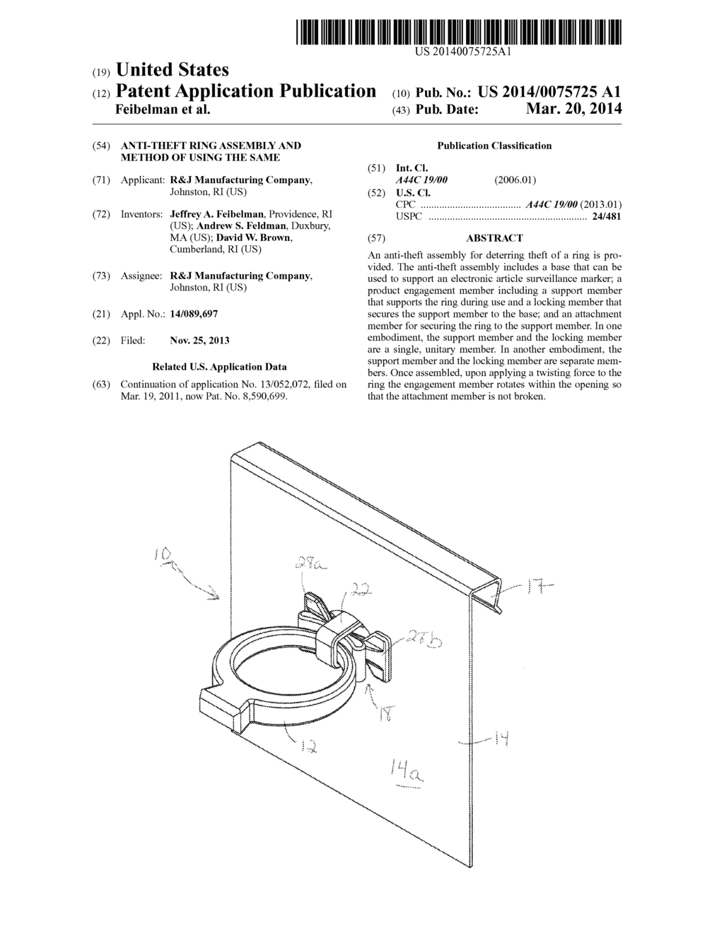 ANTI-THEFT RING ASSEMBLY AND METHOD OF USING THE SAME - diagram, schematic, and image 01