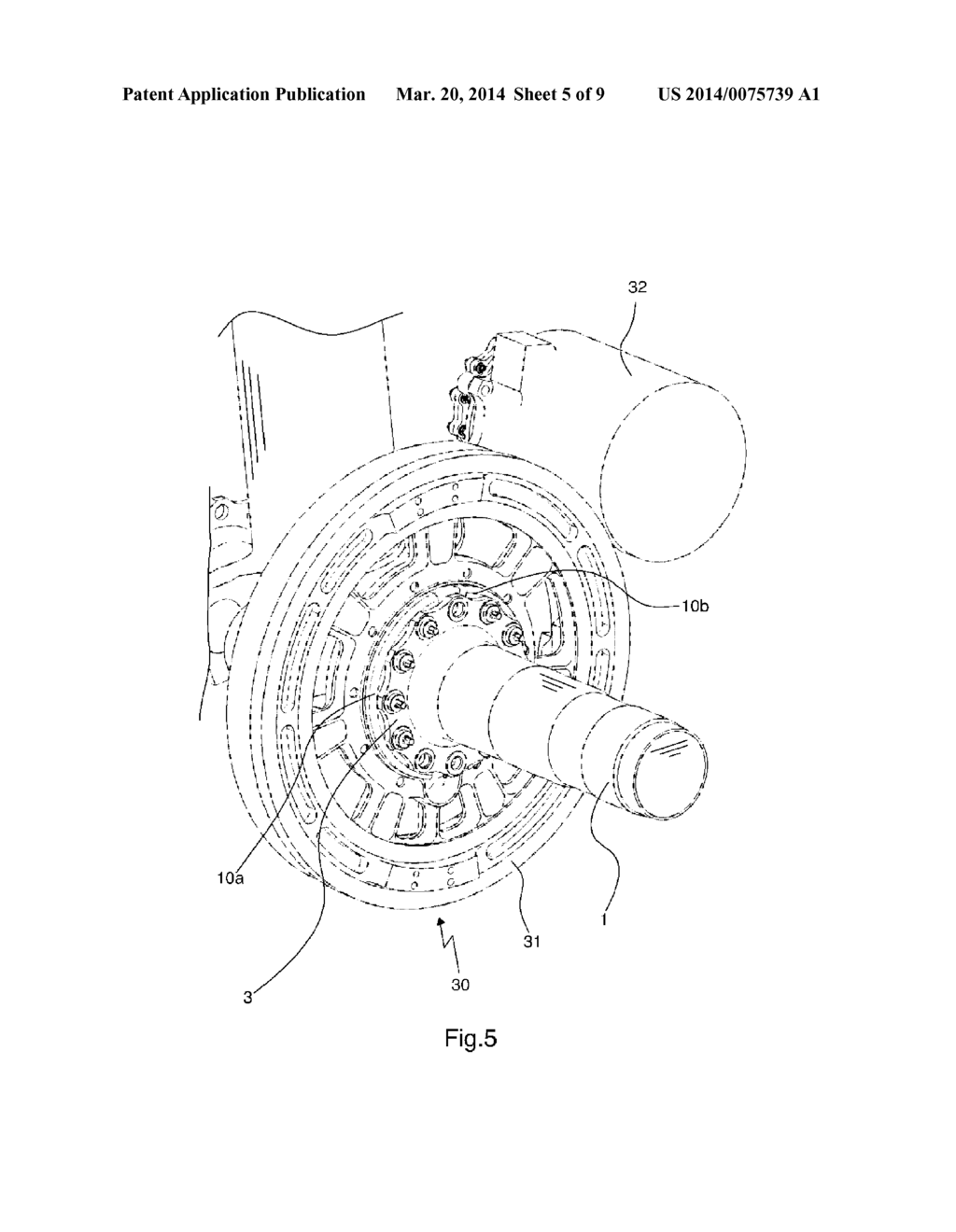 METHOD OF FASTENING AN AIRCRAFT WHEEL DRIVE MEMBER ON AN UNDERCARRIAGE     CARRYING A WHEEL - diagram, schematic, and image 06