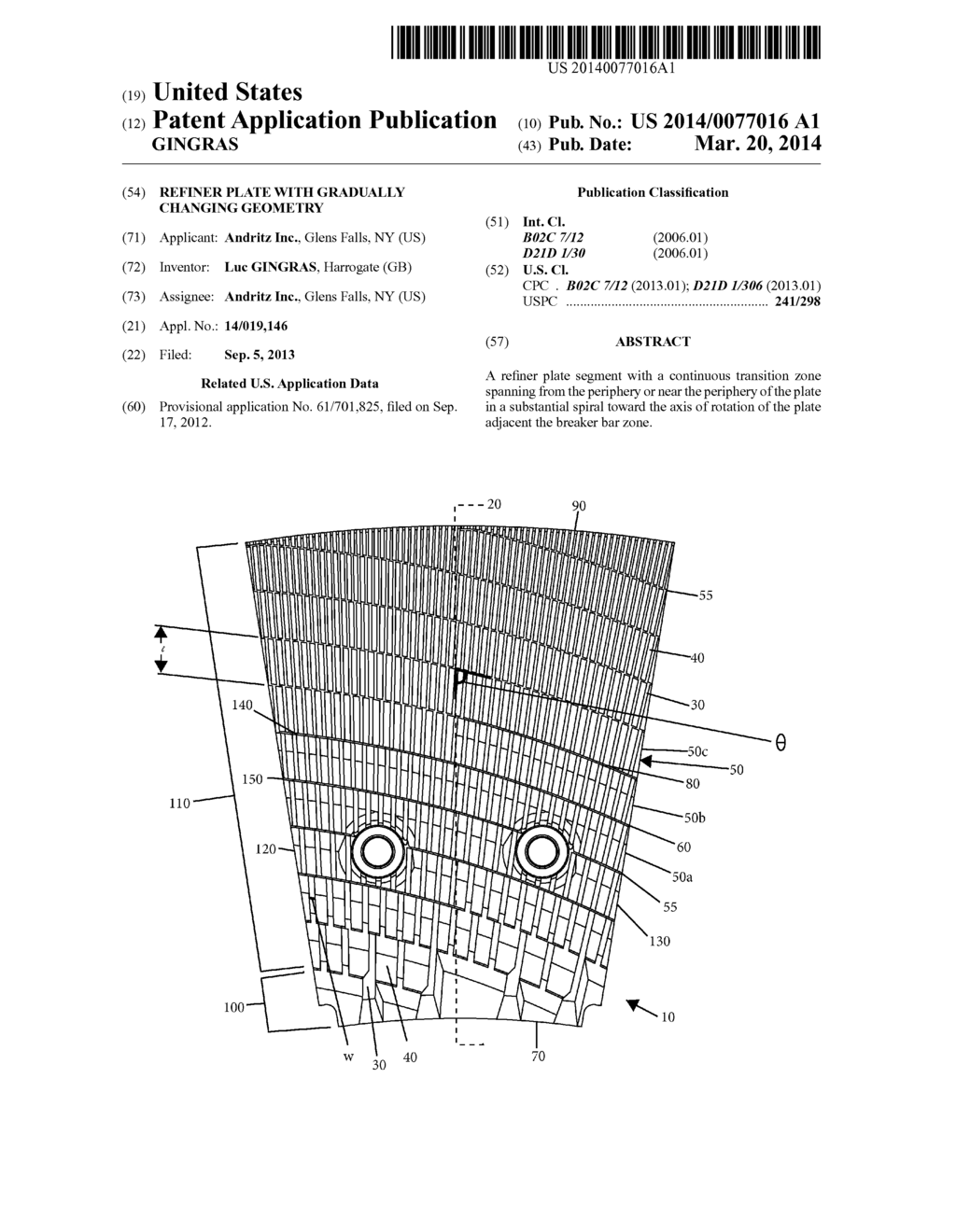 REFINER PLATE WITH GRADUALLY CHANGING GEOMETRY - diagram, schematic, and image 01