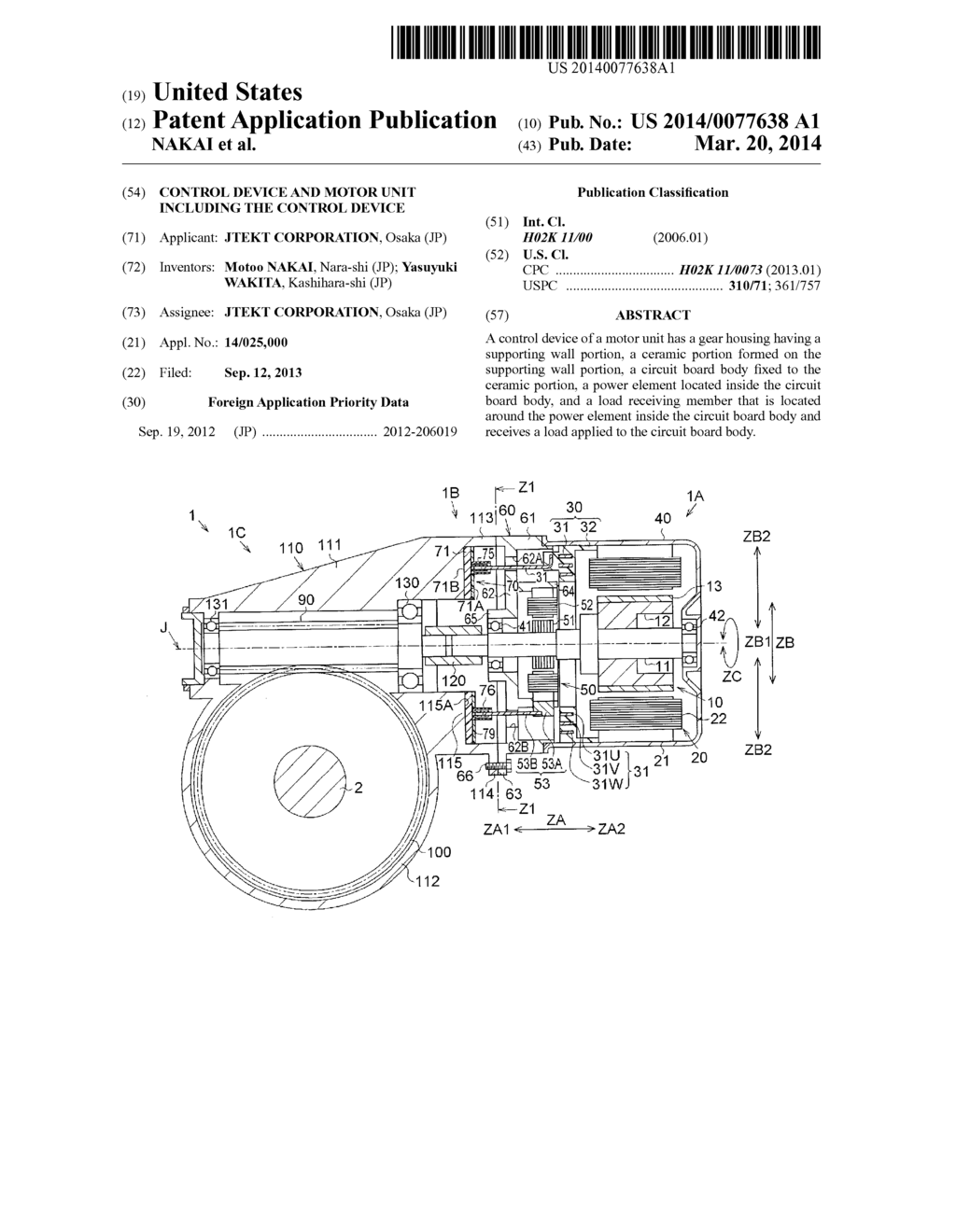 CONTROL DEVICE AND MOTOR UNIT INCLUDING THE CONTROL DEVICE - diagram, schematic, and image 01