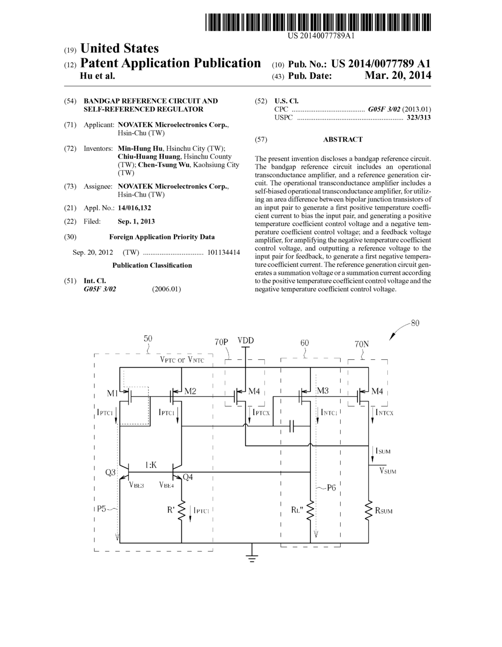 Bandgap Reference Circuit and Self-Referenced Regulator - diagram, schematic, and image 01