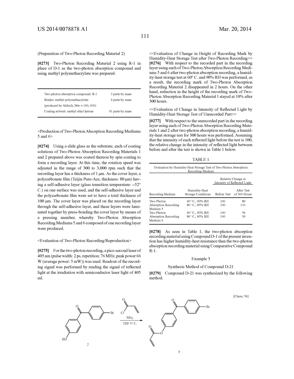 NON-RESONANT TWO-PHOTON ABSORPTION RECORDING MATERIAL, NON-RESONANT     POLYMER TWO-PHOTON ABSORPTION OPTICAL INFORMATION RECORDING MEDIUM, AND     RECORDING/REPRODUCING METHOD - diagram, schematic, and image 114