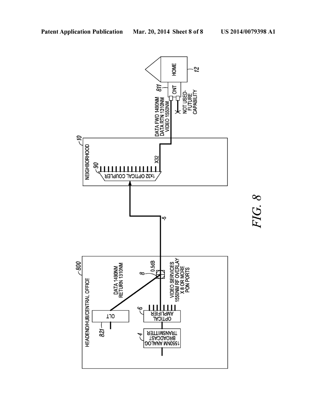 Architecture to Communicate with Standard Hybrid Fiber Coaxial RF Signals     over a Passive Optical Network (HFC PON) - diagram, schematic, and image 09