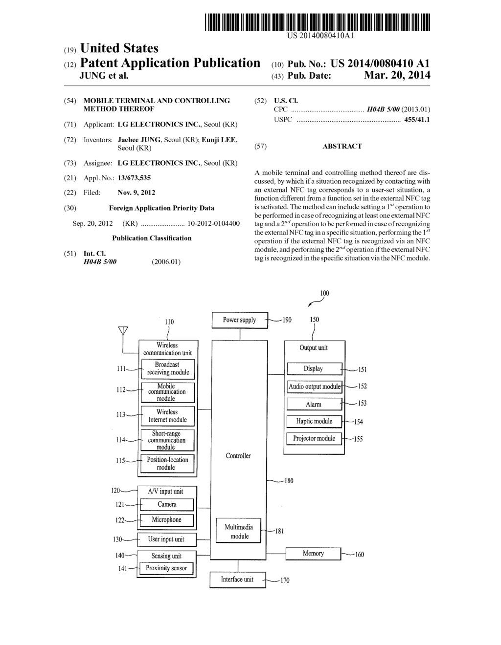 MOBILE TERMINAL AND CONTROLLING METHOD THEREOF - diagram, schematic, and image 01