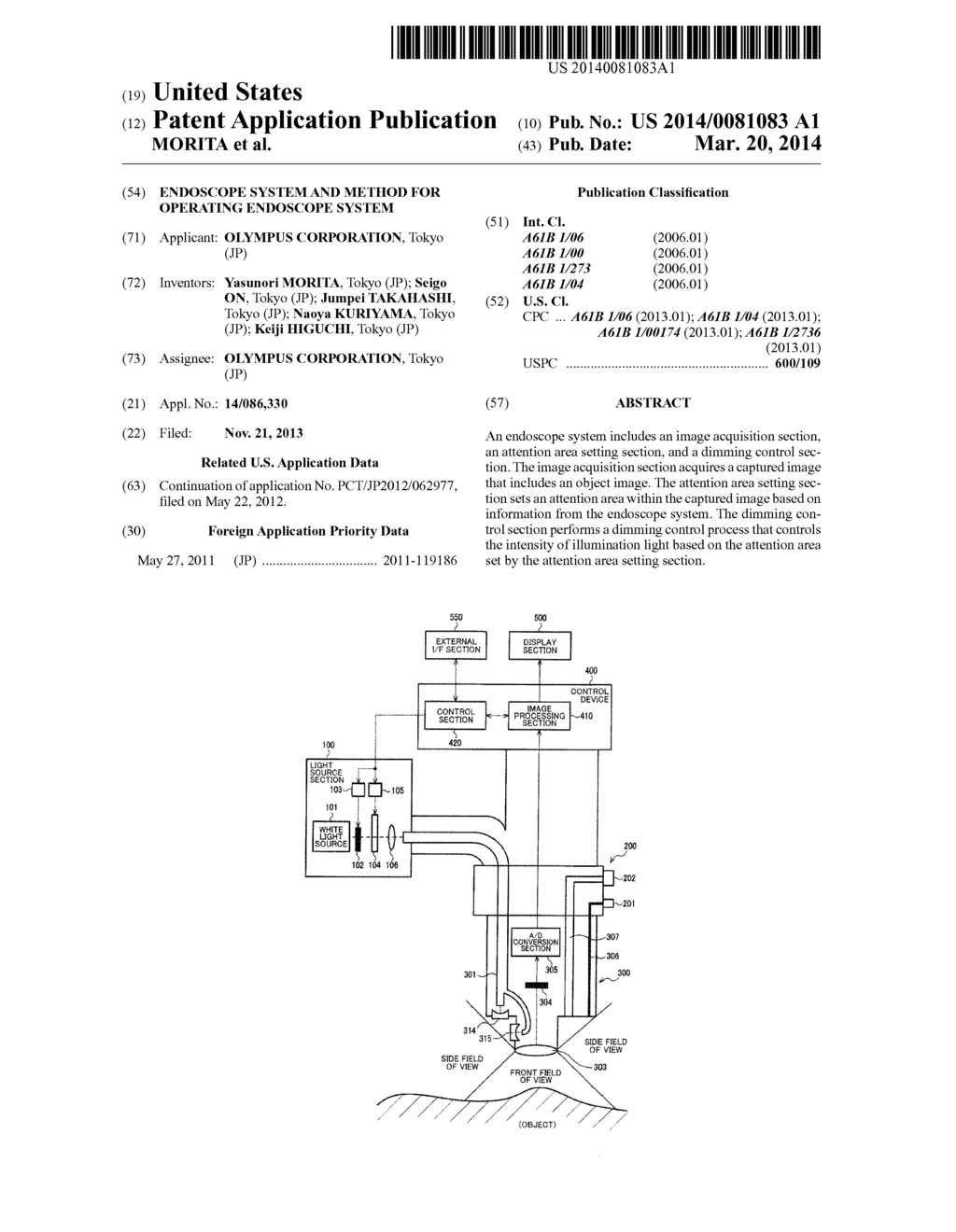 ENDOSCOPE SYSTEM AND METHOD FOR OPERATING ENDOSCOPE SYSTEM - diagram, schematic, and image 01