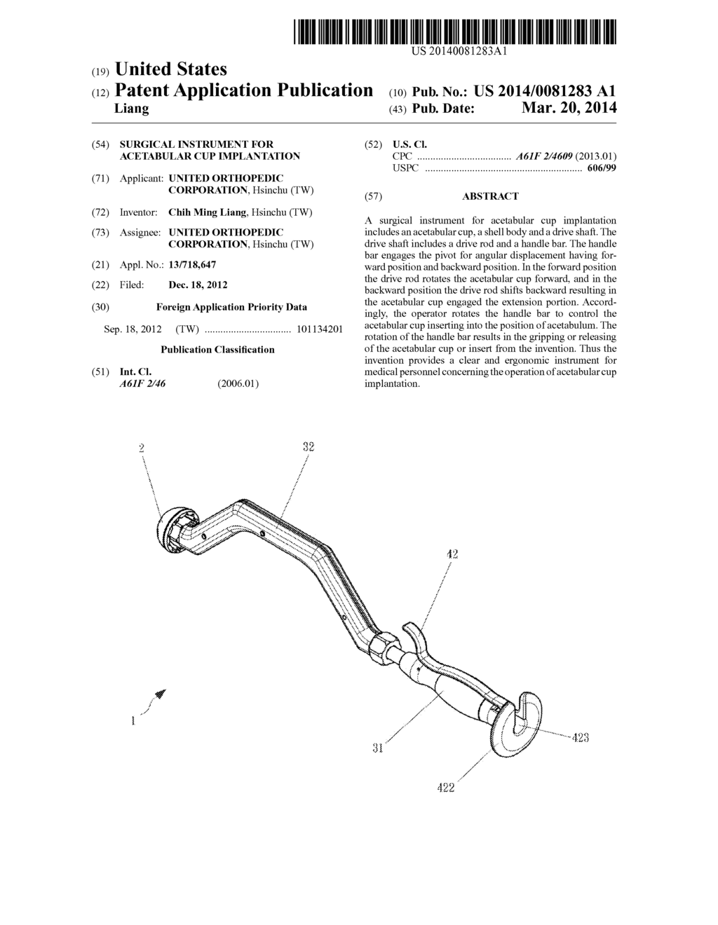 SURGICAL INSTRUMENT FOR ACETABULAR CUP IMPLANTATION - diagram, schematic, and image 01