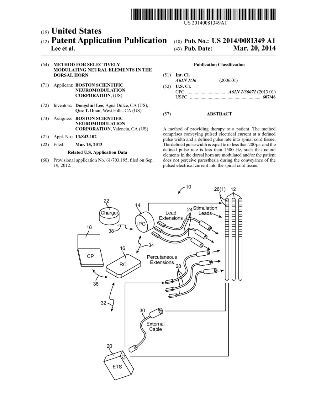 METHOD FOR SELECTIVELY MODULATING NEURAL ELEMENTS IN THE DORSAL HORN - diagram, schematic, and image 01