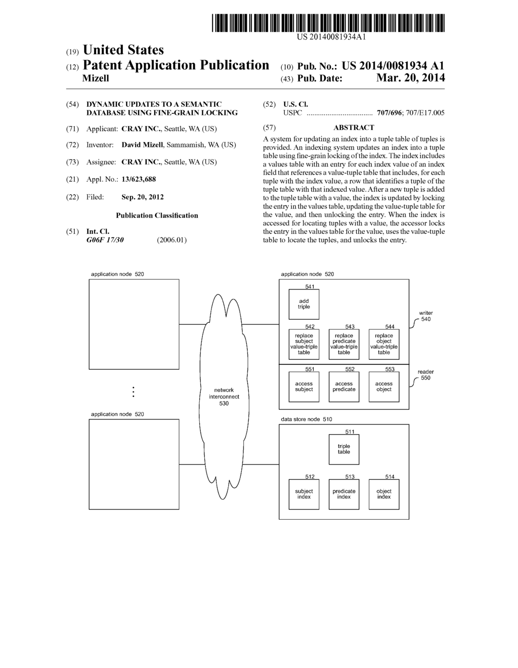 DYNAMIC UPDATES TO A SEMANTIC DATABASE USING FINE-GRAIN LOCKING - diagram, schematic, and image 01