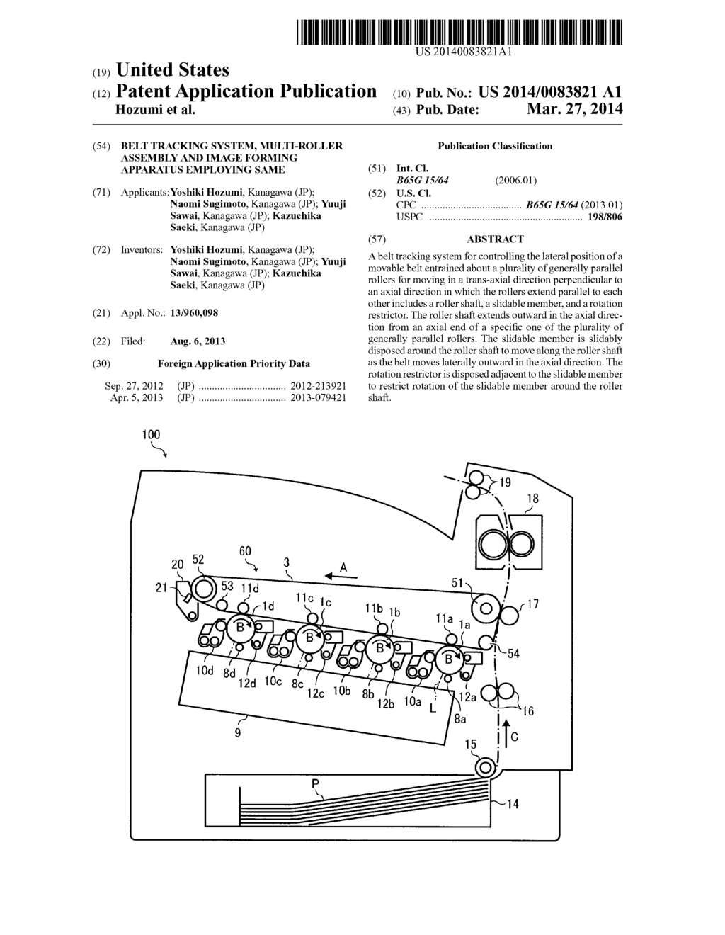 BELT TRACKING SYSTEM, MULTI-ROLLER ASSEMBLY AND IMAGE FORMING APPARATUS     EMPLOYING SAME - diagram, schematic, and image 01