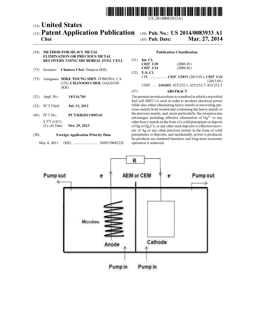 METHOD FOR HEAVY METAL ELIMINATION OR PRECIOUS METAL RECOVERY USING     MICROBIAL FUEL CELL - diagram, schematic, and image 01