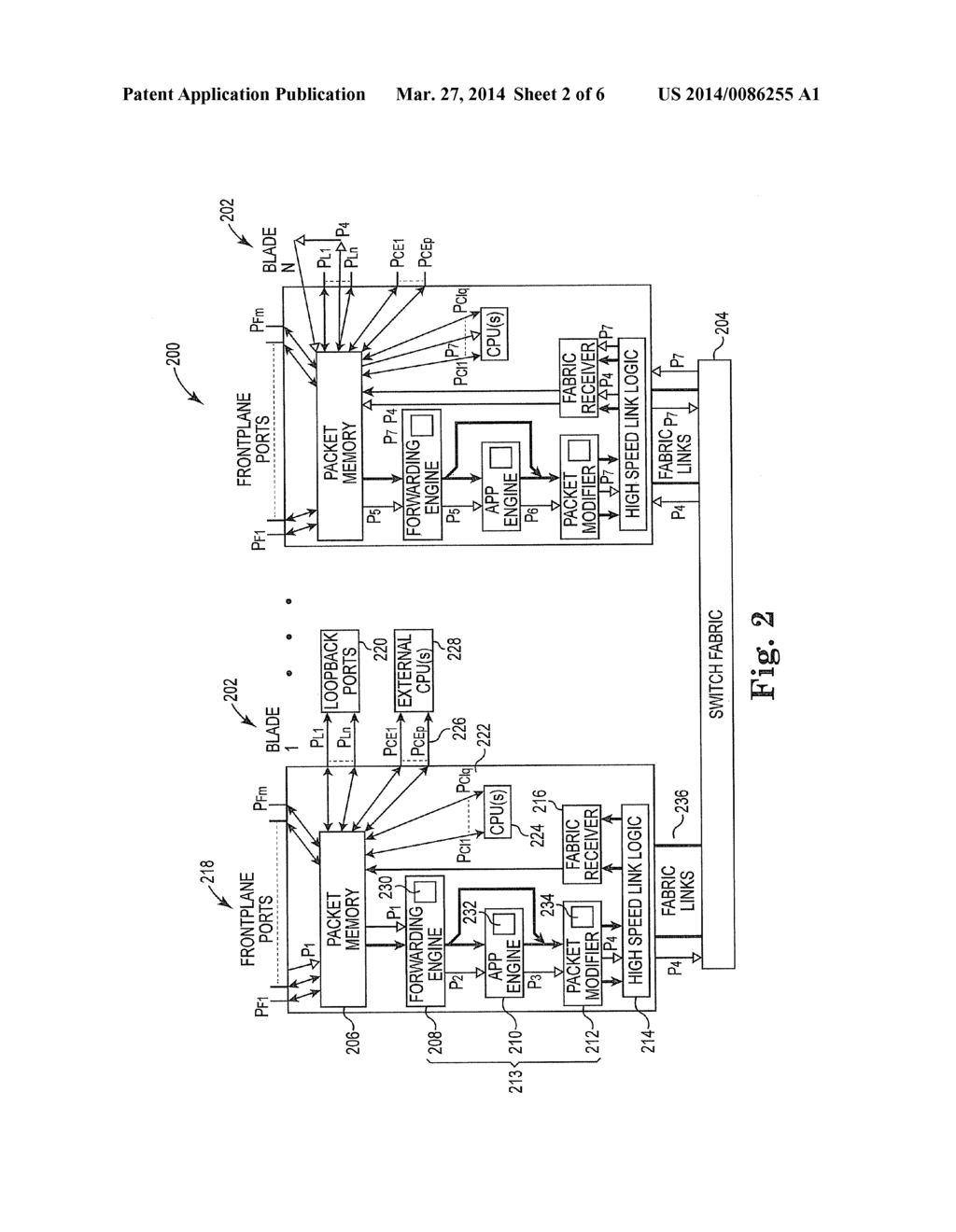 PACKET FORWARDING BETWEEN PACKET FORWARDING ELEMENTS IN A NETWORK DEVICE - diagram, schematic, and image 03